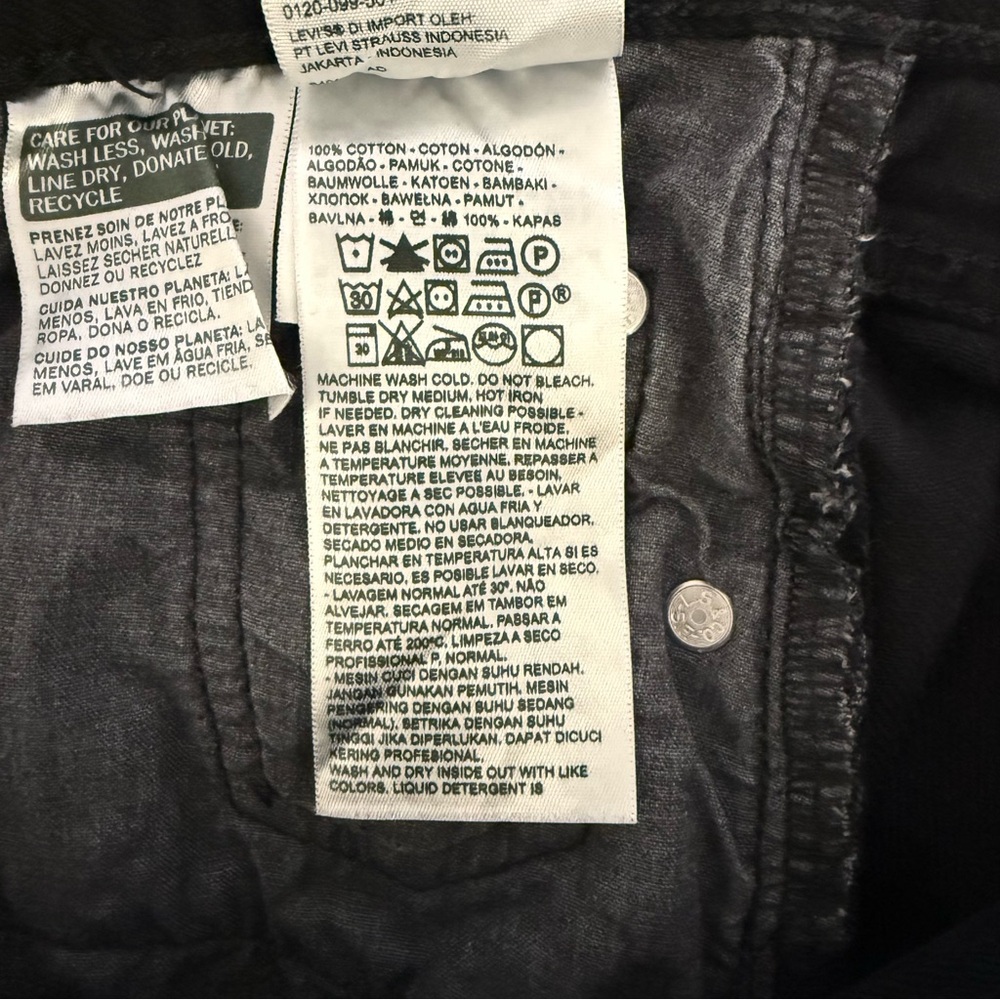 Levi's 501 S Skinny Premium Black 100% Cotton Jeans Size 25 x 28 - Picture 4 of 10